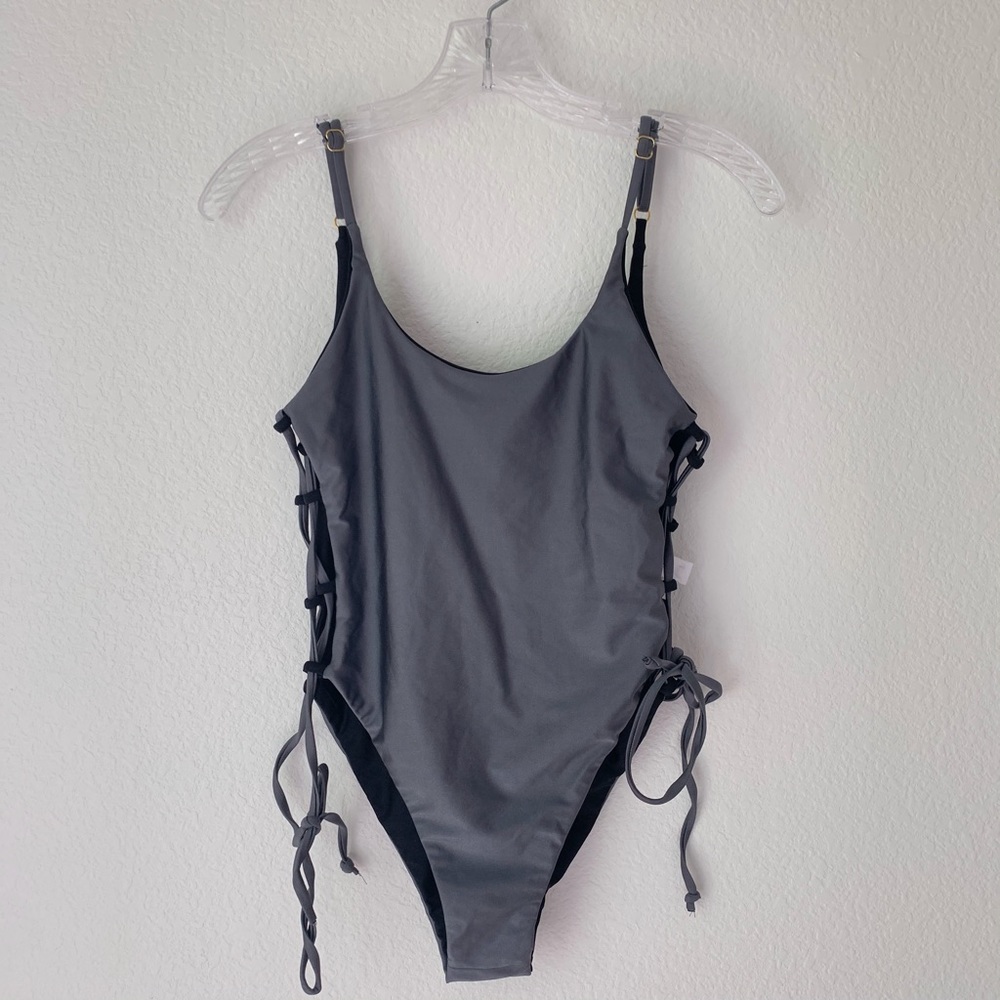 NWOT Forplay Side Lace Up One Piece Swim Suit